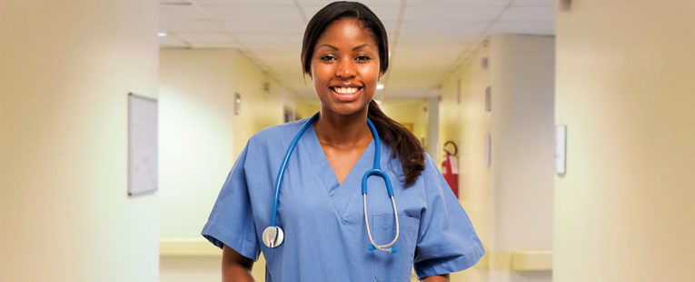 African-American female nurse in an OSF HealthCare magnet hospital