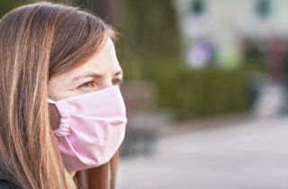 Woman wearing face mask