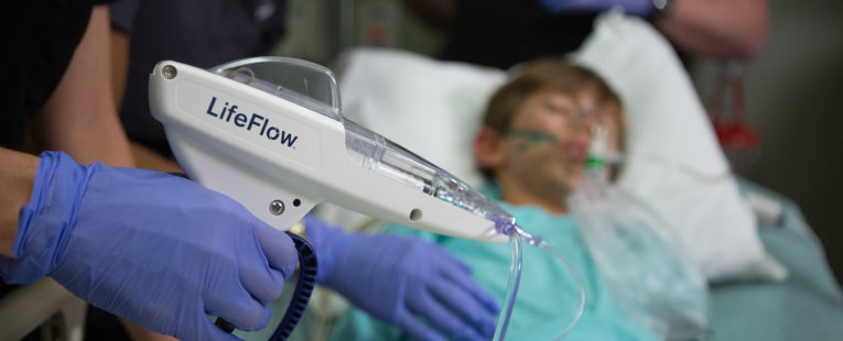 LifeFlow fluid delivery system in use with pediatric patient