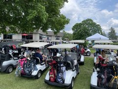 Golf carts ready for tee off
